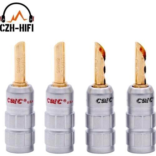 2pairs Brand New CMC 0638 High End Speaker Cable Banana Plug 24K Gold Plated Spade Audio Male Jack Connector HiFi DIY