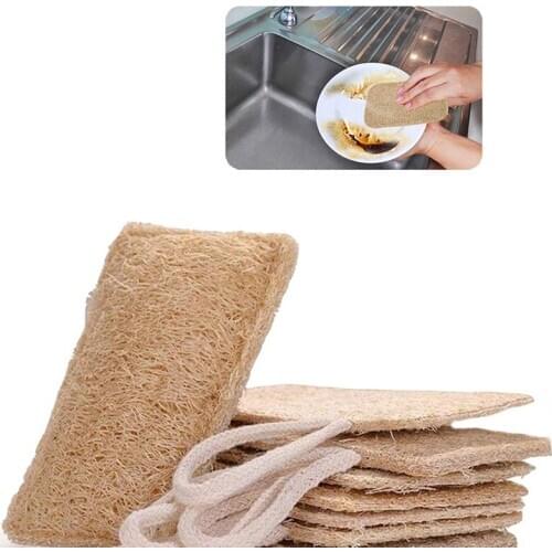 2Pcs/Set Ecological Reusable Kitchen Sponge Loofah Scrubber Dish Cleaning Brush