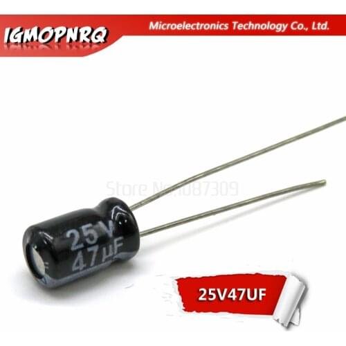 50PCS 25V47UF 5*7mm 47UF 25V 5x7mm Aluminum Electrolytic Capacitors DIP