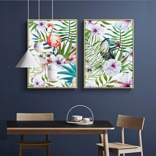 Butterfly parrot flamingo tiger diamond embroidery animal diamond painting cross stitch mosaic diamond picture Watercolor Plants