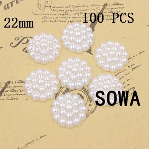 Free Shipping Size 22mm Ivory Imitation Pearls Half Round Flatback Flower Buddha Head Beads For DIY Decoration (100Pcs/lot)