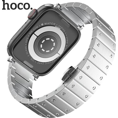 Hoco Stainless Steel Bracelet Strap for Apple Watch Series 6 5 4 3 2 1 Metal Butterfly Buckle Band Iwatch SE 40mm 38mm 44mm 42mm