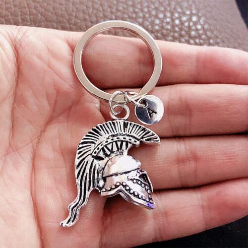 1Pcs Spartan Roman Helmet Warrior Greek Gladiator Alloy Keychain Jewelry Charm Keyring Initial keychain Party Gift For Men