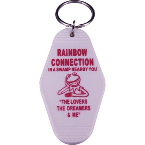 Muppet Movie Inspired Rainbow Connection Key Tag in Pink Print Go back to your childhood