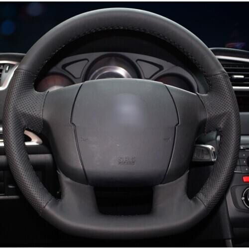 Black Artificial Leather Car Steering Wheel Cover for Citroen C4 C4L