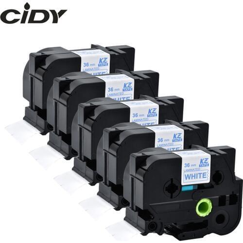 Cidy 5pcs compatible P-touch TZe label tape 36mm*8m tz263 tze263 tze-263 tz-263 Blue on White for brother label maker