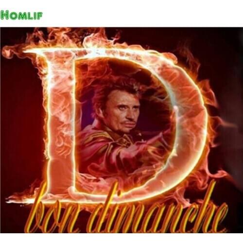 DIY diamant peinture Flamme johnny hallyday Superstar chanteur Diamant couture pleine ronde broderie peinture point de croix