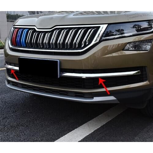 For SKODA KODIAQ 2017 2018 2019 2020 2pcS Under front grille Decorative bright strip Trim Car Styling