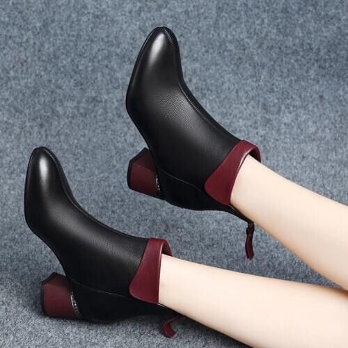 Short Boots Womens Thick Heel Boots Mid-heel Womens Boots 2020 Autumn and Winter New High Heel Womens Shoes Zapatos De Mujer