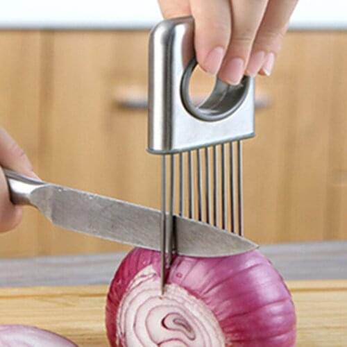 Creative Onion Slicer Stainless Steel Loose Meat Needle Tomato Potato Vegetables Fruit Cutter Safe Aid Tool Kitchen Gadgets