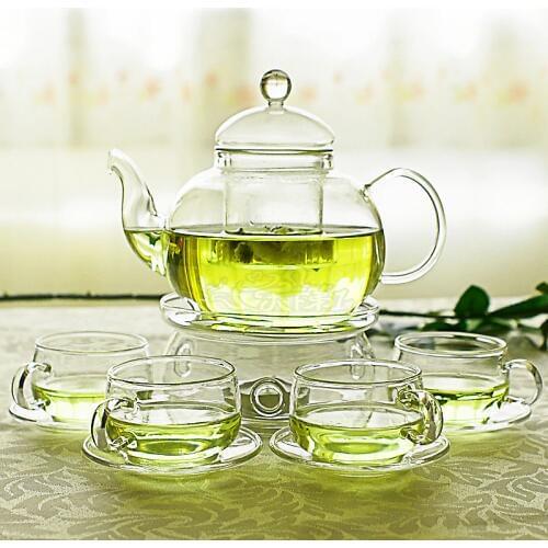 Creative 800 Heat Resistant Glass Tea Set Bubble Teapot With Cup Heating Transparent Flowers Tea Set Thickening Free Shipping