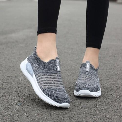 New Womens Fashion Air Cushion Lightweight Breathable Casual Shoes Knitted Socks Mens Sneaker Outdoor Soft Walking Footwear