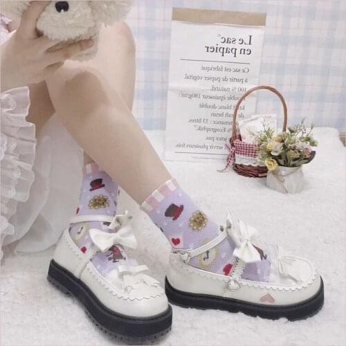 Round Toe Sweet Kawaii Cute Lolita Girls Jk Uniform Shoes Tea Party Platform Thick Bottom Anime Cosplay Bow Buckle Japanese Shoe