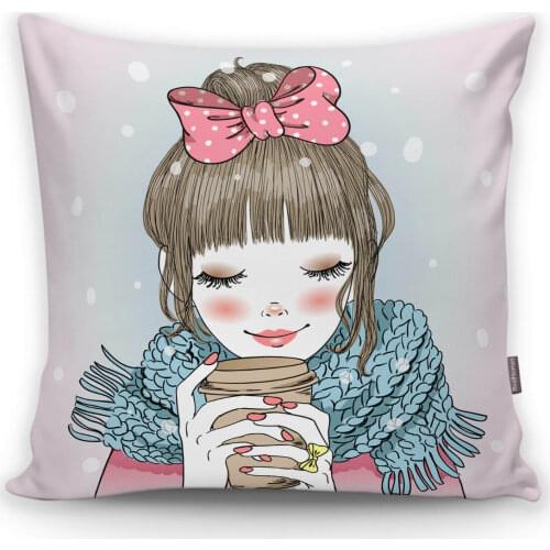 Fashion Girl Digital Printed Modern Cushion Pillow Decorate Case Good Quality Stylish Home Garden Room Kitchen Gift Convenient Modern Colorful