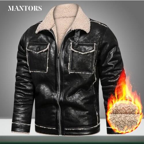 Winter Warm Leather Jacket Men Casual Motorcycle Biker Retro PU Jackets 2021 New Vintage Male Windbreaker Overcoat Multi-pocket