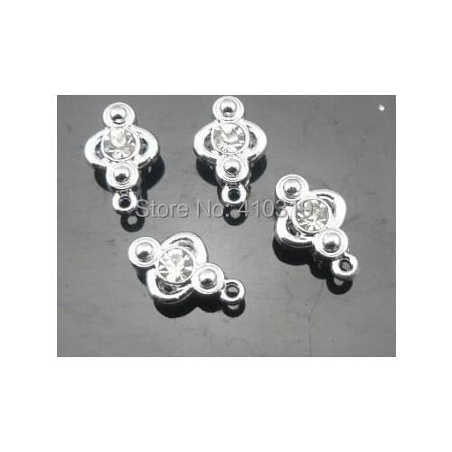 Wholesale 100pcs/lot one rhinestone slide & hang charm Connector fit for 8mm diy jewelry findings