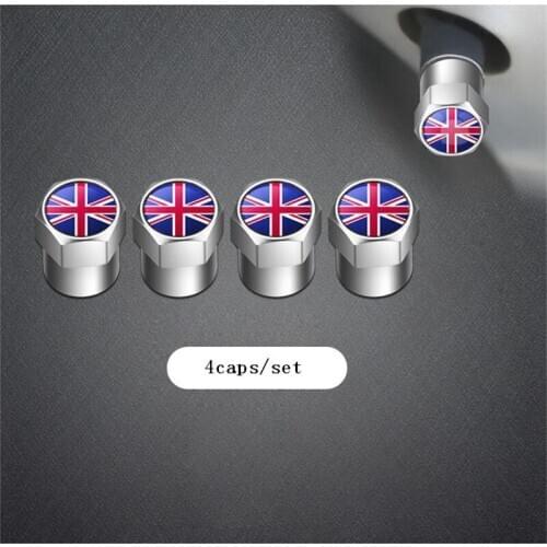 Auto Wheel Tire Valve Stem Caps Waterproof Airdust Covers Sticked UK United Kingdom National Flags Car Tyre Parts Accessories