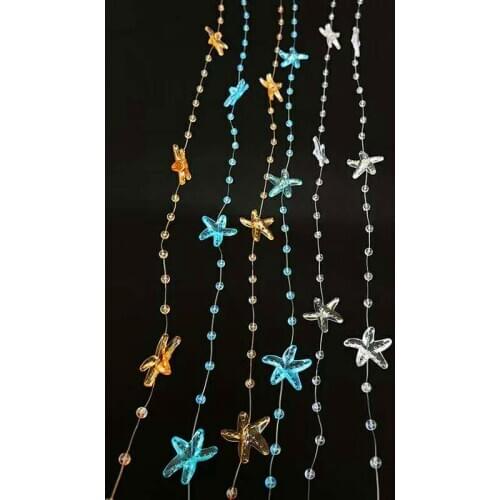 5yards Fishing Line Artificial Pearls Beads Starfish Beads Chain Garland Flowers Wedding Party Decoration Brides Headgear