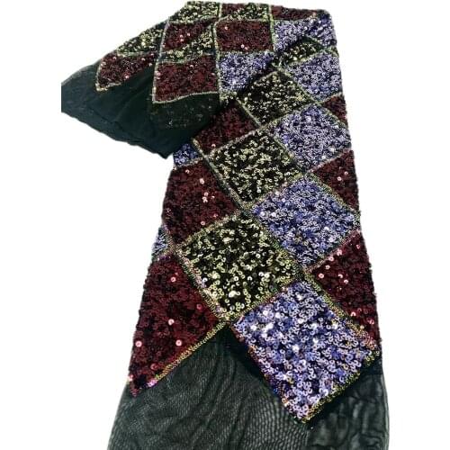 Lilac Gold Burgandy Contract Color Lady Party Nigeria Dress Fabric Net with Full Sequins Bling Shinning Tulle Lace 2021 T077-2