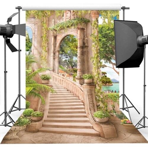 Ancient Building Background for Photography Holiday Hotel Photography Backdrops For Photo Studio Retro Stairs Backgrounds