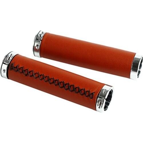 Retro Bicycle Universal Handlebar Cover Lockable Handle Bicycle Handle Hand-Sewn Bicycle PU Leather Handlebar Cover