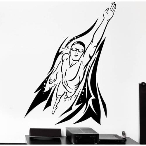 Swimming Wall Sticker Vinyl Swim Wall Decals Pegatina Decor Mural Home Decoration Sticker Swimmer Car Decal