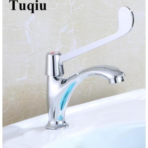 High quality Chrome Finish brass single Cold long handle hospital basin faucet tap