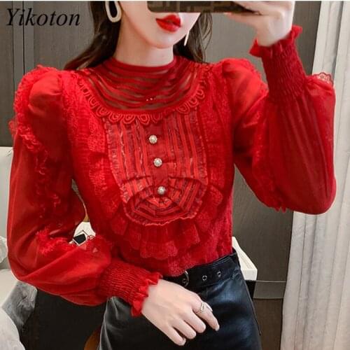 Женские рубашки с рюшами YIKOTON China At AliExpress