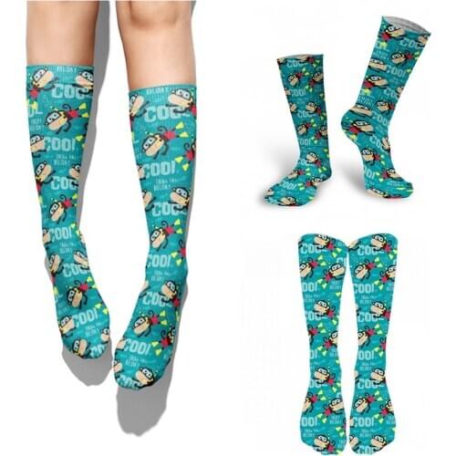 Funny Cartoon Monkey Combed Socks Four Seasons Women Fashion Cute Stockings Skater Basketball Skateboard Cotton Crew Sokken
