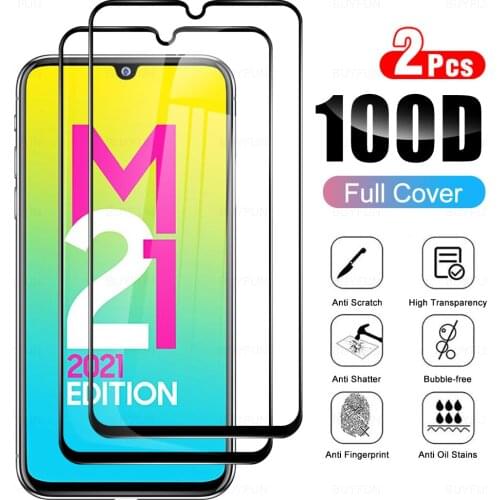 2Pcs Full Cover Tempered Glass For Samsung Galaxy M21 2021 Phone Screen Protector Glasses Film For Sansung Samsung M 21 21M 6.4"