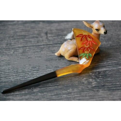 Cosmile japanese style Traditional Printed Hairpin for women printing Flower Hair Accessories Limited Cute cosplay cos Gift C