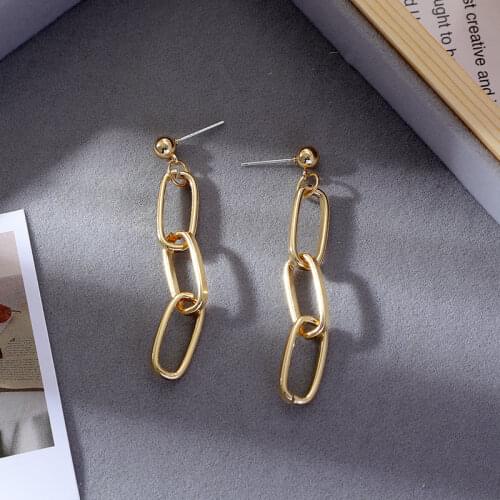 Womens New Fashion Chain Tassel Drop Earrings Punk Style Charming Female Golden Dangle Earring Stud Trendy Accessories Gifts