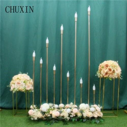 10 heads Golden Reed Led Lights Wedding Stage Centerpiece Prop Ornaments Christmas Home Party Electronic Candlestick Decoration