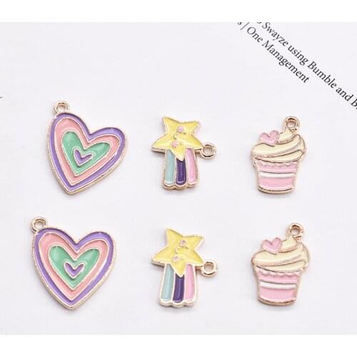 10pcs/Lot Icecream Heart Diy Design for Jewelry Making Earring Bracelet or Necklace Handmade Enamel Charms