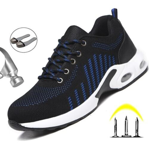 2020 Fashion Safety Work Shoes Men Steel Toe Cap Indestructible Shoes Anti-Smashing Construction Safety Boots Work Sneakers Male