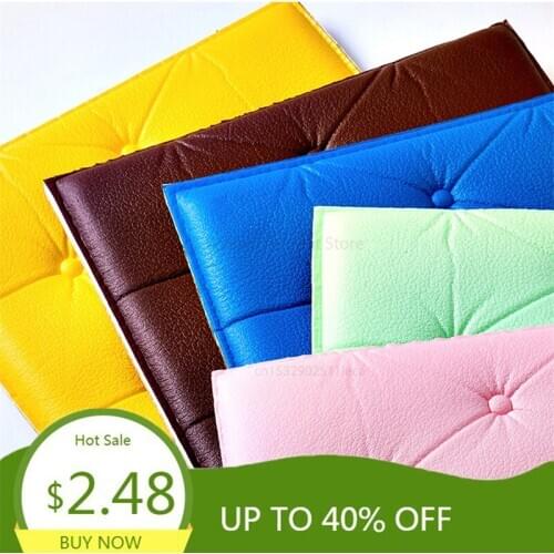 3D Wall Stickers Wallpaper Self-adhesive Thicken Tatami Anti-collision Wall Mat Pad Kids Bedroom Living Room Soft Foam Cushion