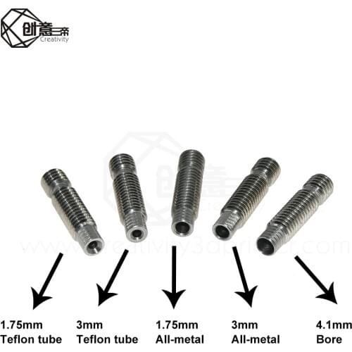 5PC V6 Heatbreak Short Heat Break Titanium PTFE Throat M6 for 1.75mm 3mm 3D Printer Extruder Hotend Volcano