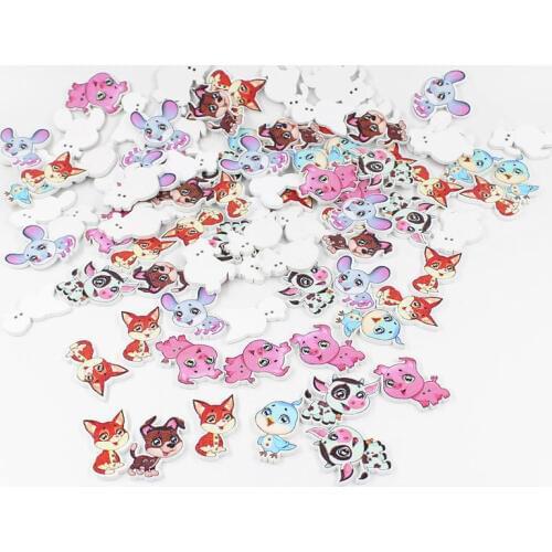 50pcs mix Wooden Buttons For Crafts DIY Baby Children Clothing Sewing Accessories Button Decoration Scrapbooking