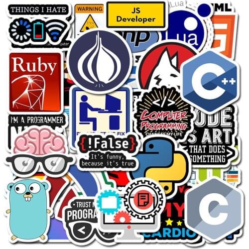 50Pcs Programming Graffiti Stickers Hacker Stickers Java C++ For Luggage Skateboard Laptop Motorcycle Papeleria Y Oficina