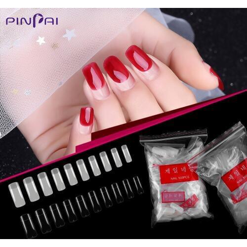 500 Pcs Clear Natural Half Cover Acrylic UV Gel French False Nail Art Tips Salon DIY Manicure Artificial Resin Fake Nail Sticker