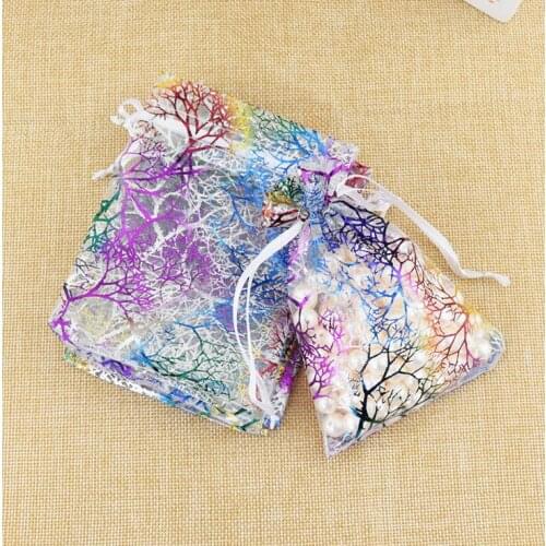 Free shipping 2017 New 100Pcs/lot 7x9 9x12 Coralline Organza Jewelry Pouch Wedding Party Favor Gift Bag & Pouches