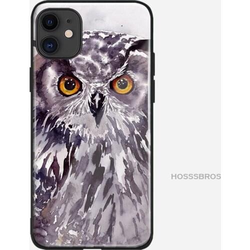 Owl nighthawk animal soft silicone glass Phone case shell cover For iPhone 6 6S 7 8 Plus X XR XS 11 Pro Max