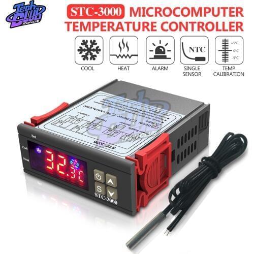 12V 24V 110V-220V Microcomputer Thermostat Temperature Controller Thermoregulator Digital with Sensor Heating Cooling STC-3000