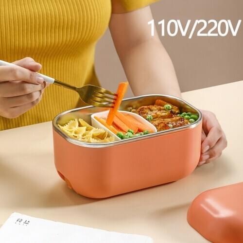 110V/220V Electric Lunch Box Rice Cooker Food Warmer Steamer Portable Water Free Heating Lunch Box For Office Home 1000ml