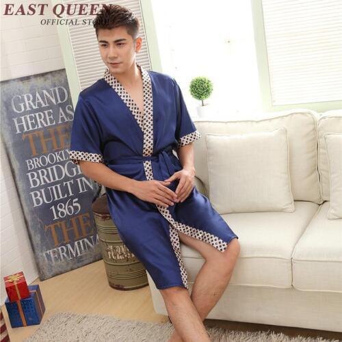 Robe male mens silk bathrobe 2018 new arrival male bathrobe sexy summer style mens gown short sleeve short brand AA580