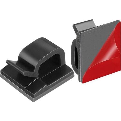 Cable Clips 50Pcs with Strong Adhesive Tapes,Wire Holder Organizer Cord Management for Car, Office and Home,Black