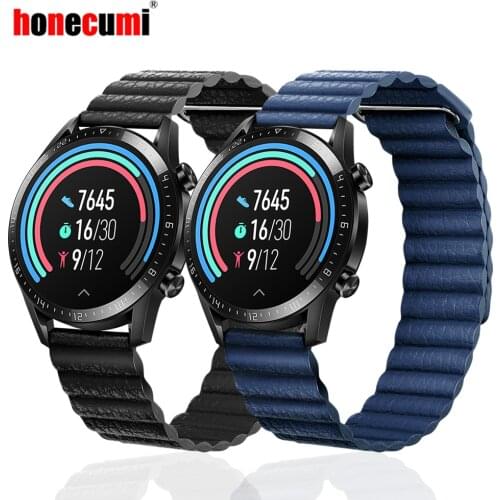 Leather Watchband Bracelet 22mm For Samsung Galaxy Watch 46mm/Gear S3 Classic/Gear S3 Frontier/Fossil Q Founder 2.0/LG Watch Ban