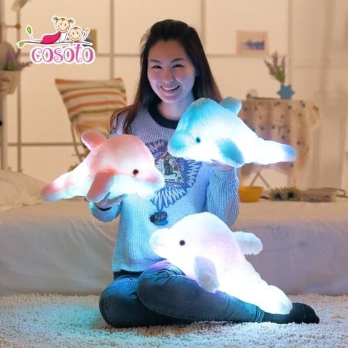 Colorful Led Light Pillow Cushion Cute Dolphin Stuffed Plush Doll Toy Girl Birthday Gift 45cm