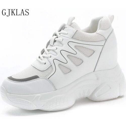 Hidden Wedge Platform Sneakers High Heels Casual Shoe Sneaker White Woman Vulcanize Shoes Chunky Sneakers High Heel Women Shoes