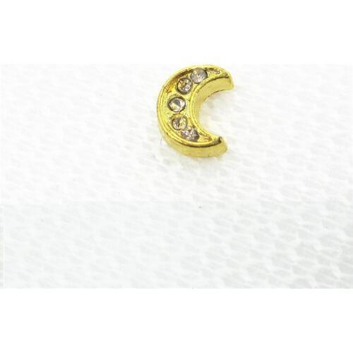 Hot Selling 20pcs/lot Golden Crystal Moon Floating Charms Living Glass Memory Lockets Floating Charms DIY Jewelry Accessory